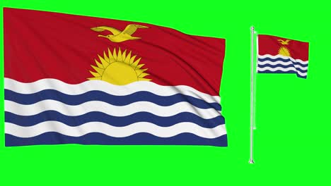 Greenscreen-Schwenkt-Kiribati-Flagge-Oder-Fahnenmast